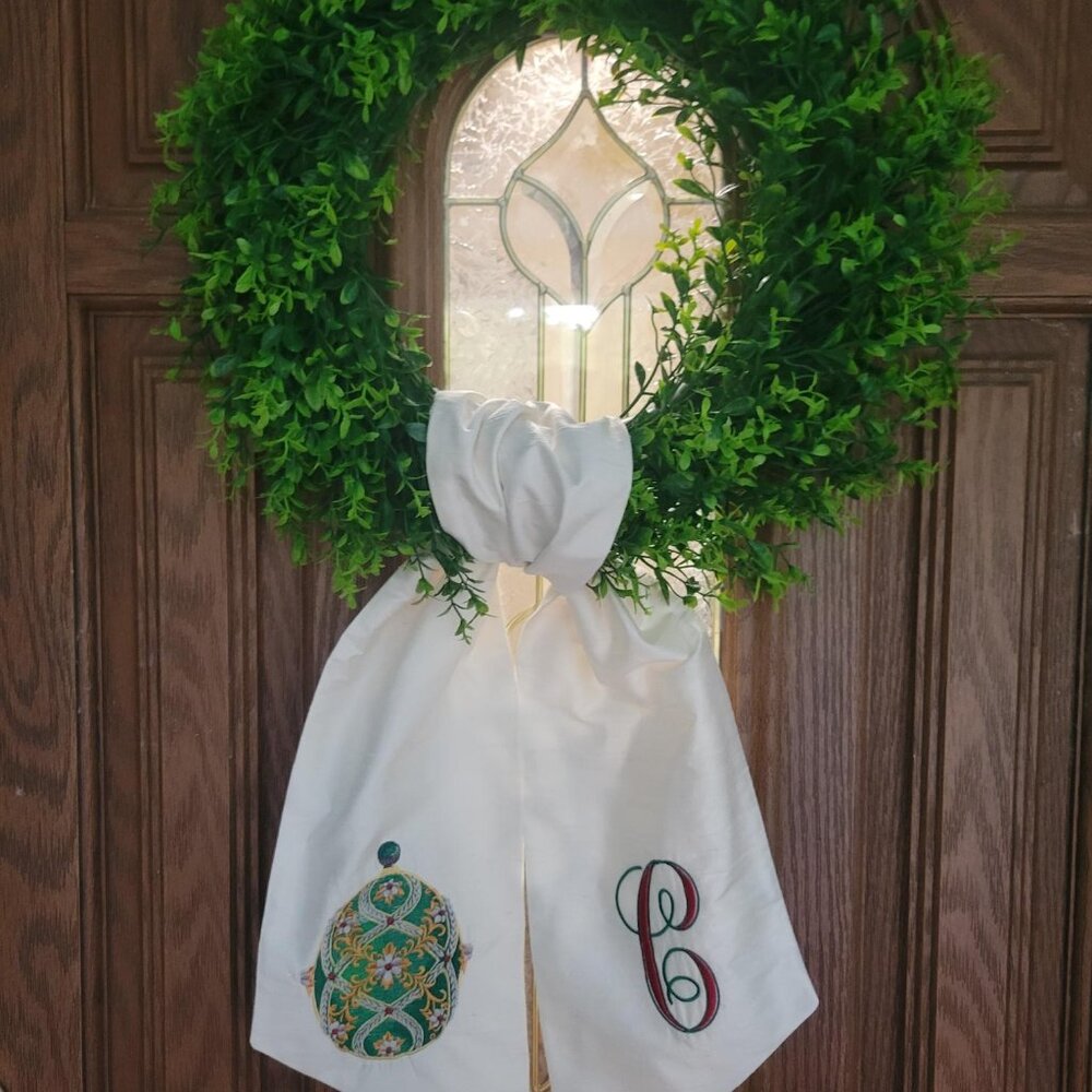 Faberge Egg and Initial Wreath Sash--$40